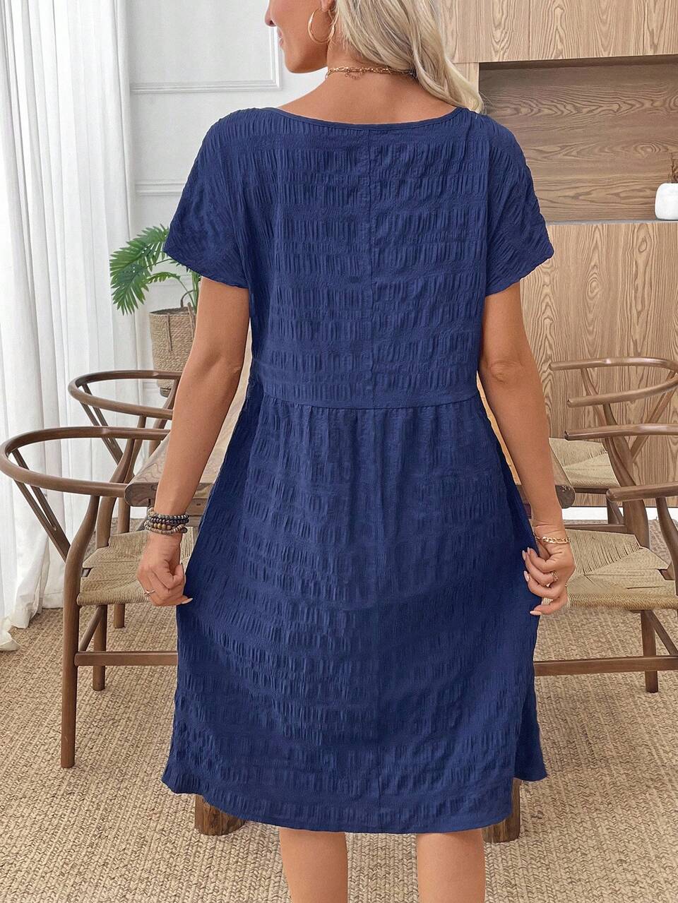 Women's Summer Casual Striped Round Neck Dress,Navy Blue Boho Vacation Holiday Clothes,Best Selling Summer Dresses For Women,Casual Dress For Woman