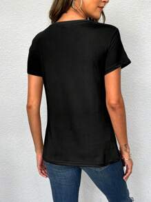 EMERY ROSE Plus Size Cute Dog 3D Animal Print Round Neck Short Sleeve T-Shirt, Summer