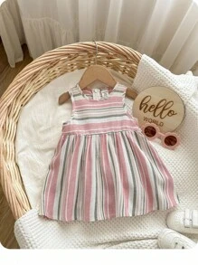 Bimba Abito trapezio blocco a righe zip retro