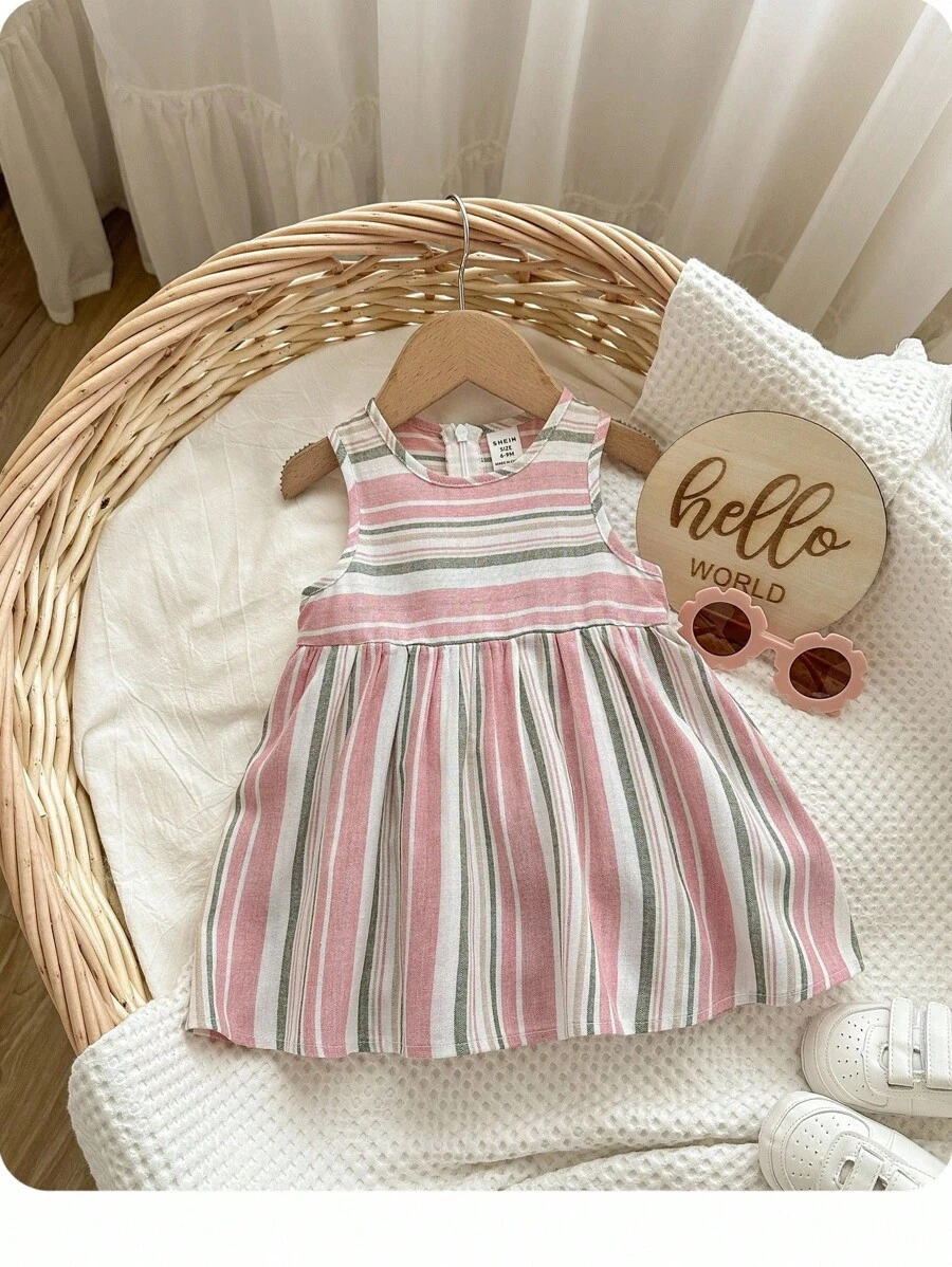 Bimba Abito trapezio blocco a righe zip retro