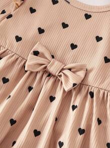 LMoss Kids Baby Girl LMoss 2 Pieces Clothes Set Heart Pattern Knit Casual T-Shirt And Leggings Set Fall Winter - Multicolor - View 3