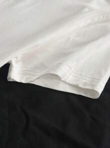 StreetHx Damska letnia, obcisła koszulka z dekoltem w serek, punkowa, subkultura anime, krótki rękaw, nadruk skrzydeł, czarna koszulka z dekoltem w serek - Biały - Zobacz 4