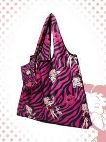 Betty Boop | ROMWE Bolso de tote plegable de gran capacidad con monedero, bolsa de compras portátil, bolsa de gimnasio - Multicolor - Ver 8