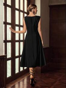 ZEYLAH CUT OUT ZIPPER DRESS - Black - View 3