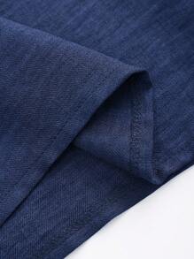 SHEIN PETITE 2pcs Women Casual Solid V-Neck Drop Shoulder Top And Floral Print Pants Set - Navy Blue - View 7