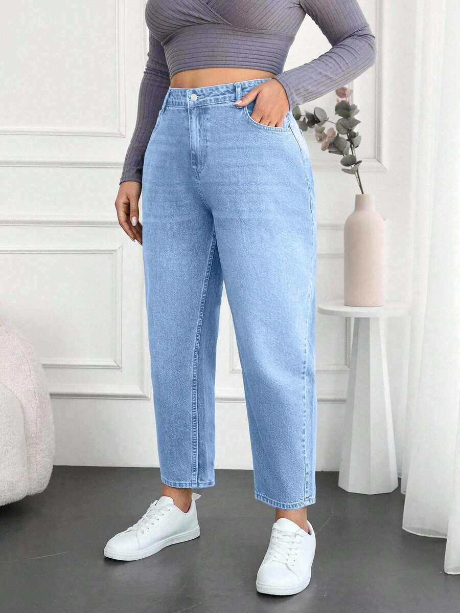 EURMUSE Quần Jeans Mẹ Cỡ Lớn 100% Cotton Giặt Nước - Rửa nhẹ - Xem 1