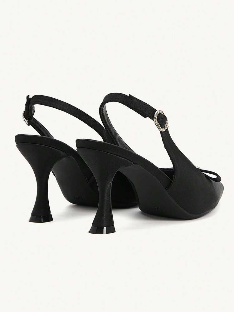 CUCCOO CHICEST Women's Elegant Crystal Buckle Bow Pointed Toe Stiletto Heel Mid-Heel Shoes, Suitable For Formal, Party, Date, Gothic, Lolita, Christmas, Valentine's Day, New Year