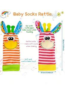 2 Or 4 Pcs Soft Material Wrist Rattle Foot Finder Sensory Stimulation Toys Colorful Halloween Themed Sock Toys Set For Festive Play Fun Rattle Socks Gift Sensory Playtime Activity Novelty Item Holiday Celebration Soft Fabric Entertainment