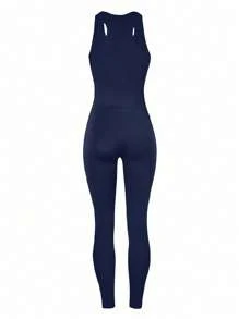 INAWLY Solva Bộ đồ liền thân bó sát màu trơn thời trang dành cho nữ Unitard - Màu xanh lam - Xem 6