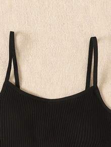 SHEIN 3件套青少年女孩黑色、白色和粉色简约休闲舒适加垫文胸套装 - 黑色 - 查看 5