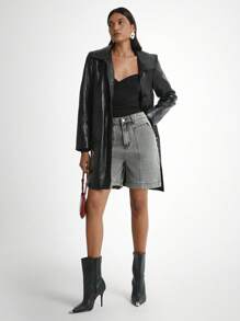 Daynim 女士休闲口袋宽松百慕大牛仔短裤 - 淺灰色 - 查看 3