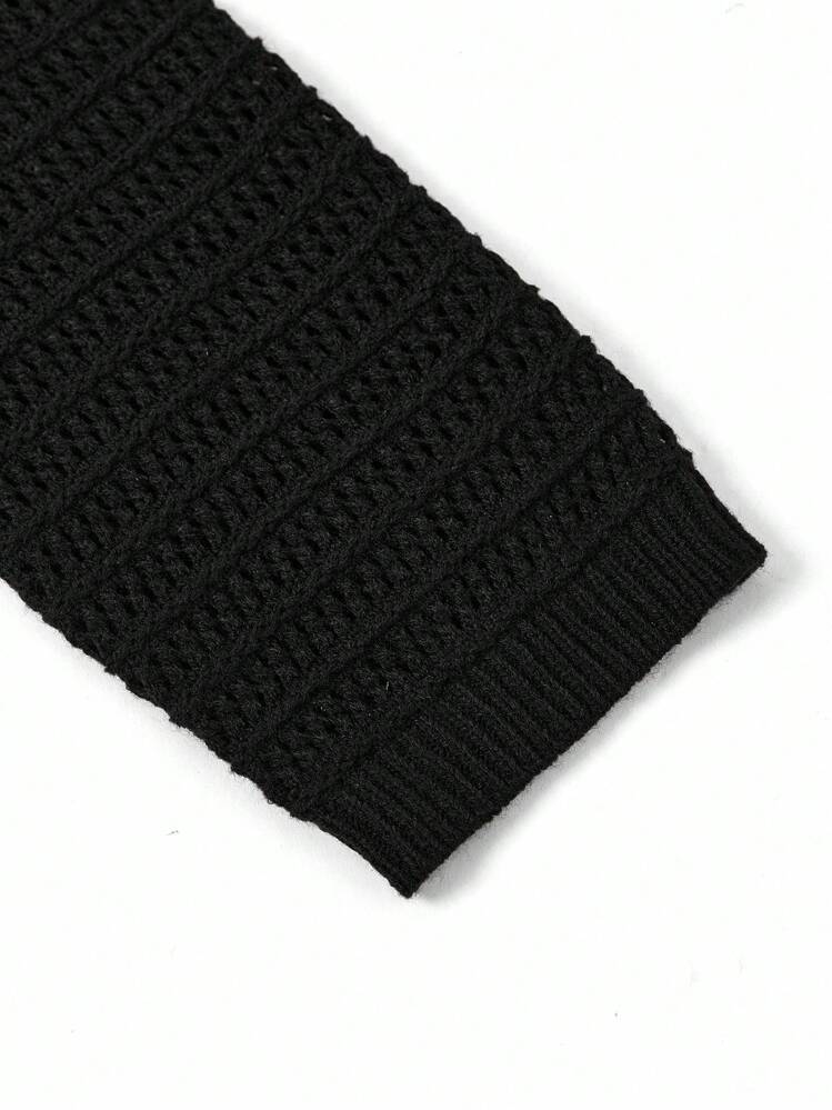 Ellevyn كارديجان أنيق أسود بأكمام طويلة مع حافة مشقوقة للنساء، كنزة صوفية صوفية سوداء بأكمام طويلة للخريف المبكر، كنزة صوفية محبوكة للموسم الخريفي، للمعلمات، ملابس علوية أكمام طويلة للخريف للنساء، سترات كارديجان للنساء - الأسود - مشاهدة 7