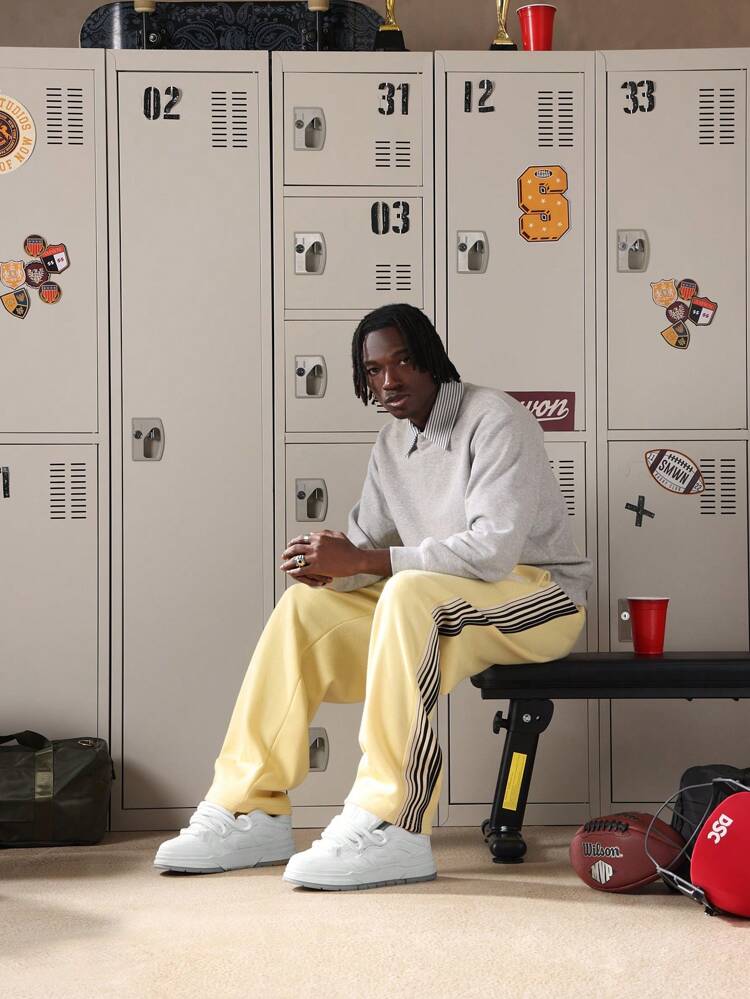 Drop Crotch Sweatpants With Side Stripe Detail