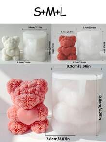 1 件心形玫瑰熊蜡烛硅胶模具 - DIY 情人节手工香薰熊工艺品，适用于家居装饰、婚礼装饰和派对礼品 - 浪漫礼物和庆祝活动的完美选择 - 白色 - 查看 25