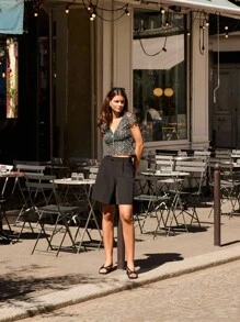 lacRébo Tailored Bermuda Shorts With Pleated Front Teacher Going Out Office Chic Top Spring Summer - Black - View 4