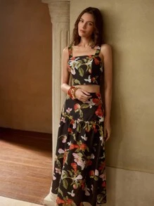 MOTF PREMIUM 全身印花高腰飘逸下摆短裙 - 彩色 - 查看 4