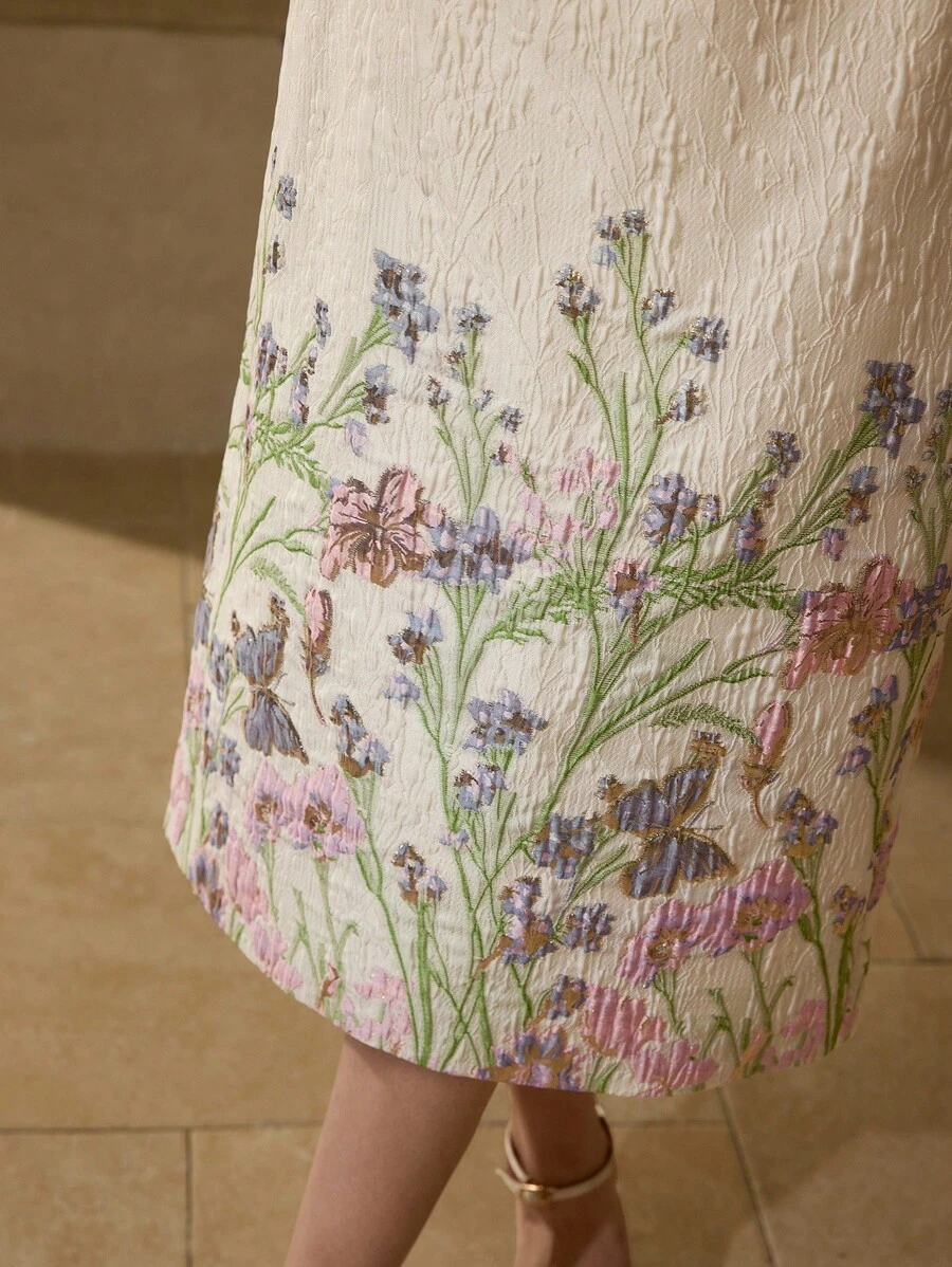 MOTF PREMIUM 提花开衩下摆连衣裙