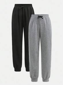 SHEIN 两件套青少年男童运动裤套装，休闲学院风，舒适时尚，百搭实用，面料柔软，适合日常穿着、上学、旅行、户外活动，四季皆宜。这款青少年运动裤套装包含带拉链口袋的慢跑裤，时尚百搭，适合秋冬季节穿着。 - 彩色 - 查看 3