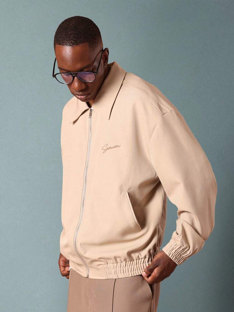 Harrington Bomber Jacket With Elasticated Waist And Embroidered Logo