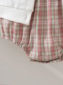 Souflis Souflis 2pcs Baby Girls Casual Retro Cardigan Jacket Long Sleeve Top And Plaid Retro Jumpsuit Set With Hat Baby Girl School Clothes Plaid Plaid Baby Clothes Baby Clothes Set Baby Girl Outfit Set Baby Girl Clothes Plaid Baby Girl Clothes Fall - Multicolor - View 4