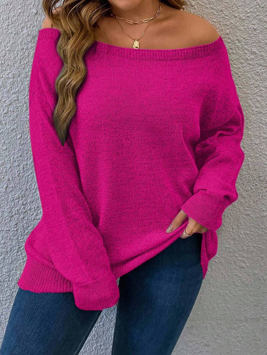 EURMUSE Plus Solid Sweter z odkrytymi ramionami Sweter z odkrytymi ramionami Sweter z odkrytymi ramionami Sweter z odkrytymi ramionami