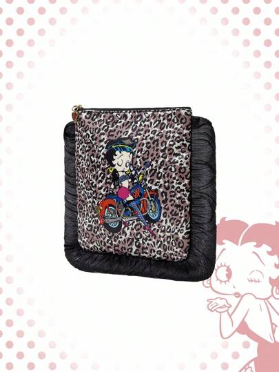 Betty Boop | ROMWE Leopard Print Large Capacity Portable Organizer Cosmetic Pouch For Women