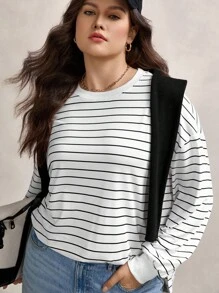 Zelara Plus Size Casual Round Neck Long Sleeve Leopard Print Loose Comfortable T-Shirt For Autumn & Winter Graphic Tees Women Tops For Going Out Streetwear Cute Tops Women Going Out Outfits Office Streetwear Women Kawaii Back To School Fall Women Clothes Winter Outfit For Women Autumn Clothes Back To School Business Casual Woman Streetwear