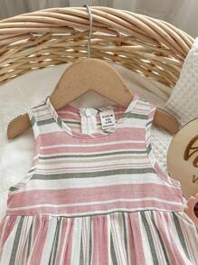 Bimba Abito trapezio blocco a righe zip retro
