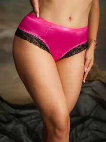 Women's Ruched Contrast Lace Hipster Panties Vintage - Purple - View 5