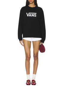 Vans Tricou sport cu mânecă lungă, negru, la modă, cu guler rotund și imprimeu cu litere - Negru - Vizualizare 3