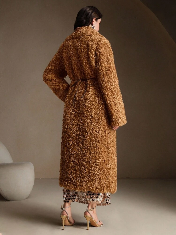Oversized Faux Fur Coat, High-End Elegant Design