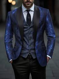 Manfinity AFTRDRK Men's Fashionable Luxury Party Blazer And Pants Set, Old Money