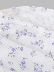 Tween Girl Casual Minimalist Ditsy Floral Ruched Camisole, Can Be Worn Layered Or Alone, Suitable For Girls' Daily Wear - Mauve Purple - View 3