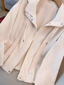 GlowEve CURVE Plus Size Women's Solid Color Long Sleeve Zip Front Drawstring Hooded Jacket Fall Winter Cloth For Women Autumn