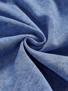 SHEIN MOD Shorts vaqueros azules holgados y de talle alto para tallas grandes