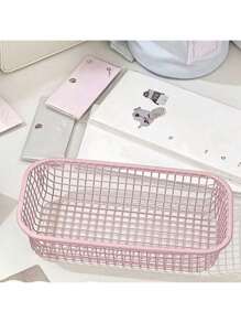 1/2 piezas de cesta de almacenamiento de hierro con estilo Ins de color crema, organizador de escritorio simple para maquillaje, almacenamiento de suministros de oficina, de regreso a la escuela, artículos de boda, decoraciones florales, cosas de casa, mesa, decoraciones para el hogar, organización y almacenamiento del hogar, decoración de habitación, decoración de dormitorio