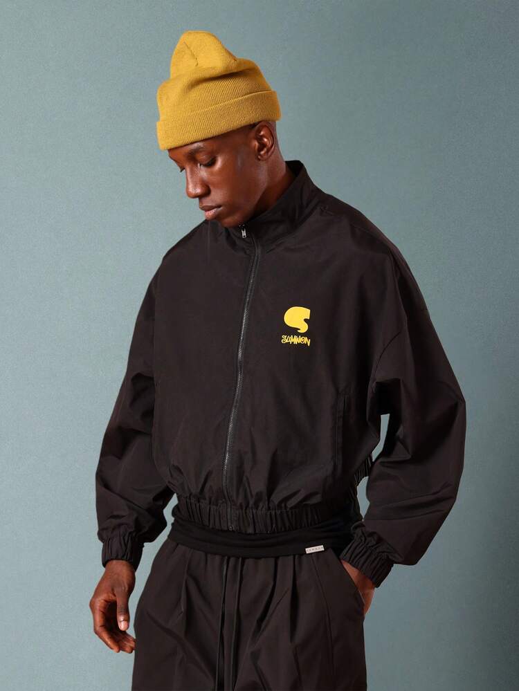 High Neck Windbreaker With Elasticated Waist And Cuffs