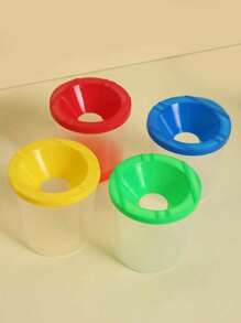 4 pezzi Set di tazze per pittura, forniture per l'arte fai-da-te, barilotto e tazza per lavare i pennelli colorati, colore casuale, San Valentino, matrimonio, compleanno, decorazione per la stanza, decorazione per il Ramadan, decorazione per la casa, decorazione per il bagno - Multicolore - Visualizzare 8