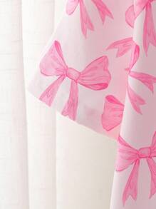 Bộ đồ ngủ cho bé gái tuổi teen, áo sơ mi và quần short in hình bướm màu xanh nhạt, đồ ngủ 2 món thời trang và thanh lịch - Hồng - Xem 5