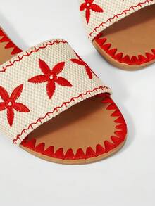 Styleloop Women's Flat Sandals, Woven Texture, Bohemian Style, Suitable For Vacation, Halloween, Christmas, And Parties - Red - View 11