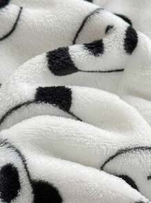 男嬰熊貓圖案連帽法蘭絨連身褲 - 黑與白 - 查看 3