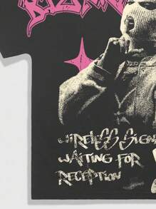 ROMWE Street Life Women's Casual Fashion Street Personalized & Letter Print Short Sleeve T-Shirt, Summer - Grey - View 6