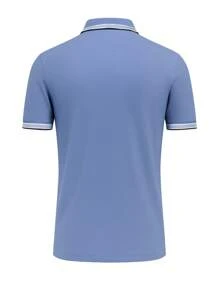 Hugo Boss Camisa polo de manga corta y casual a rayas para hombre - 496 Azul Abierto - Ver 5