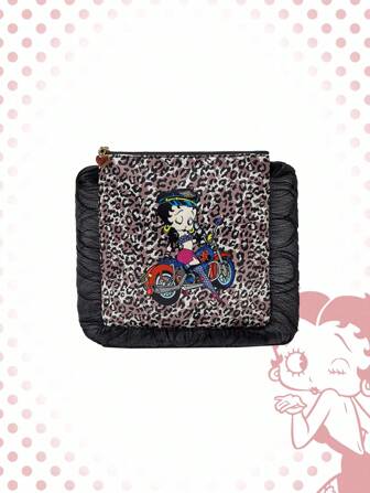 Betty Boop | ROMWE Leopard Print Large Capacity Portable Organizer Cosmetic Pouch For Women