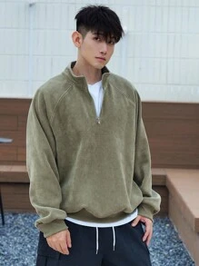 DAZY Men's Front Zipper Long Sleeve Simple Casual Top, Daily Wear Fall,Winter