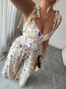 Elenzga 大码女式细肩带露背设计 + 腰部抽绳阔腿裤 2 件套 - 杏色 - 查看 6