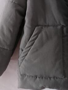 Genkimix Kids 男童休闲立领长袖宽松短款拉链口袋棉服外套，深灰色，秋冬 - 灰色 - 查看 7