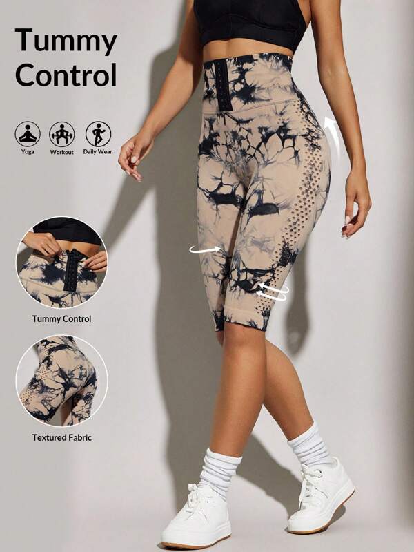 VARSITIE Leggings deportivos de verano con control de abdomen, sin costuras y estampados para yoga