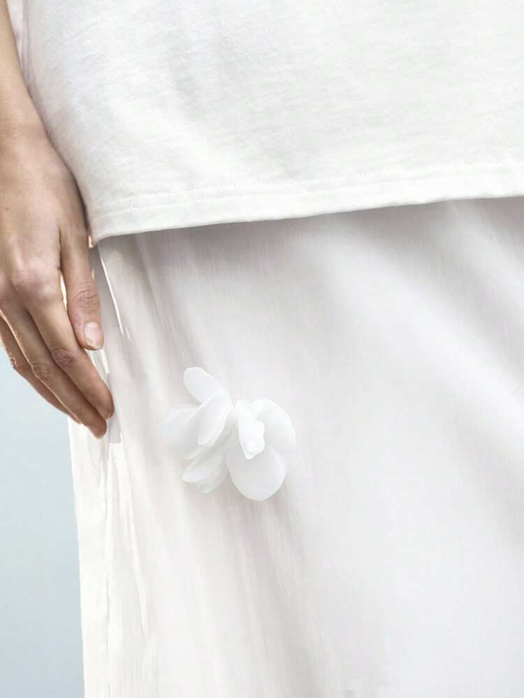 SHEIN Maija Women's Blue Summer Front Bow Bead Decorated Button-Up Fun Stylish Elegant Versatile Casual Simple Shirt For Daily Wear Funny Shirts Festival