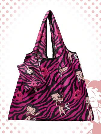 Betty Boop | ROMWE Große faltbare Shopper-Tasche mit Münztasche, tragbare Einkaufstasche, Sporttasche